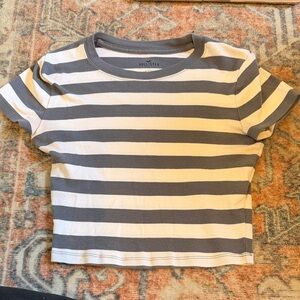 Hollister Blue and White Striped Tee